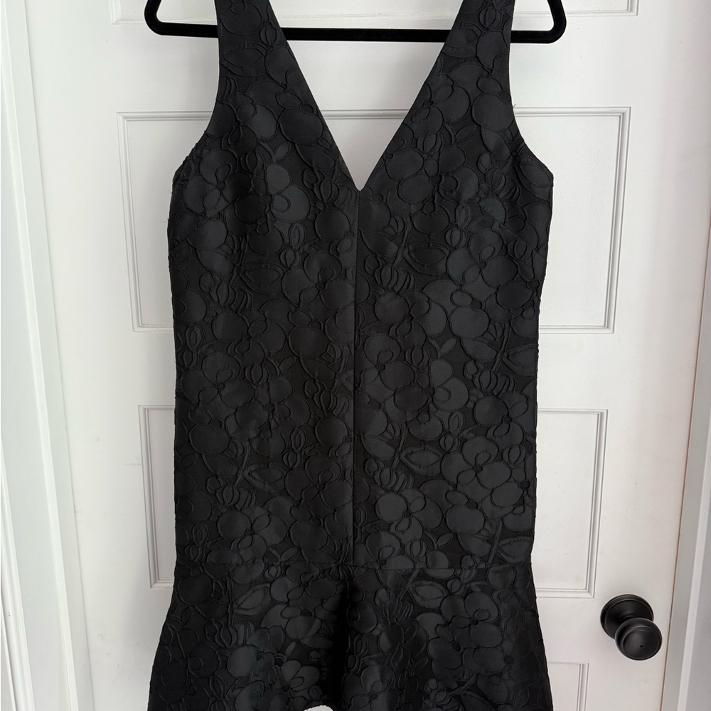 J. Crew Collection black Jacquard lace embroidered drop waist Dress